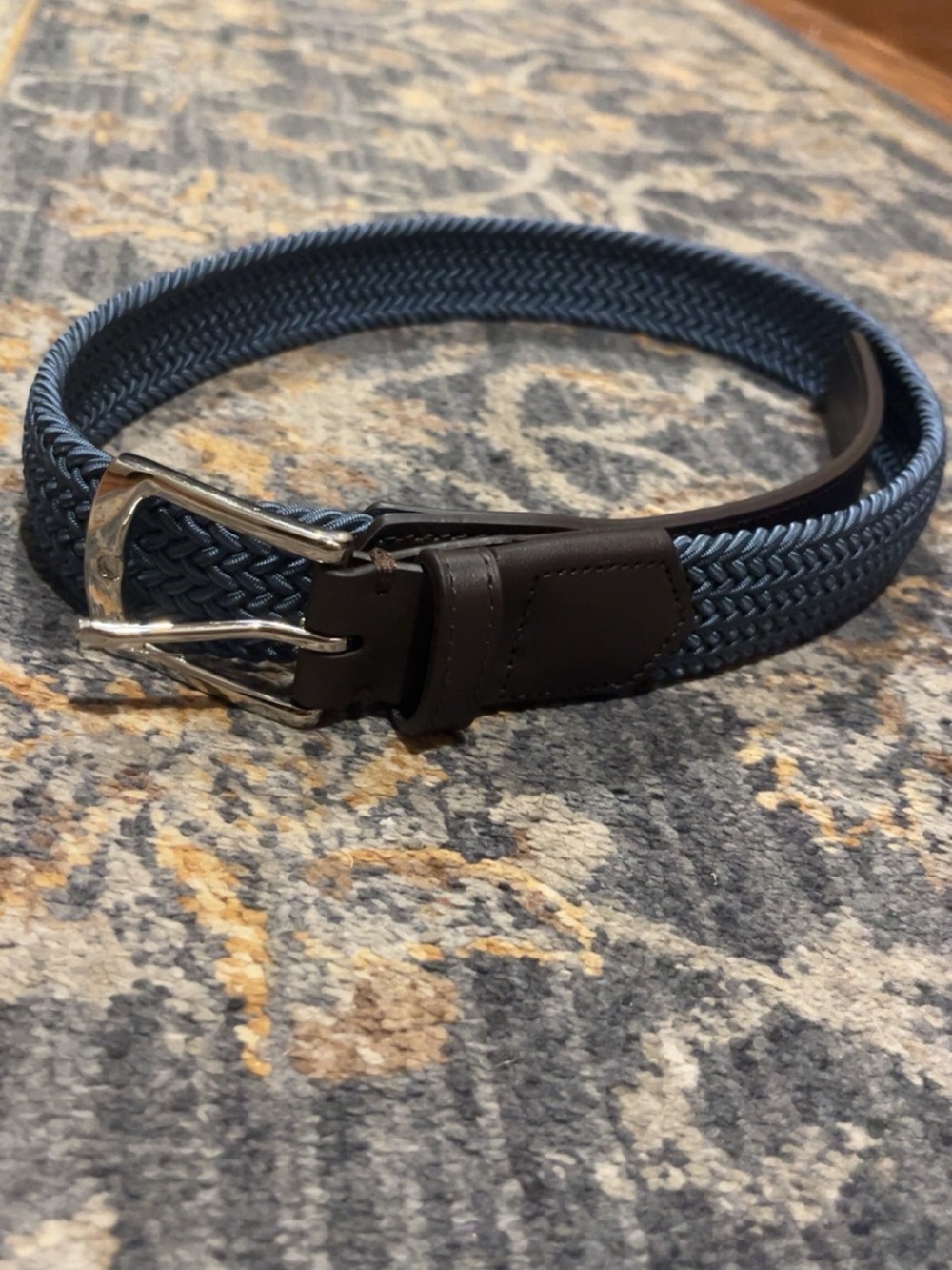 Men's Holderness and Bourne Braided Stretch golf Fischer Belt with Leather Trim